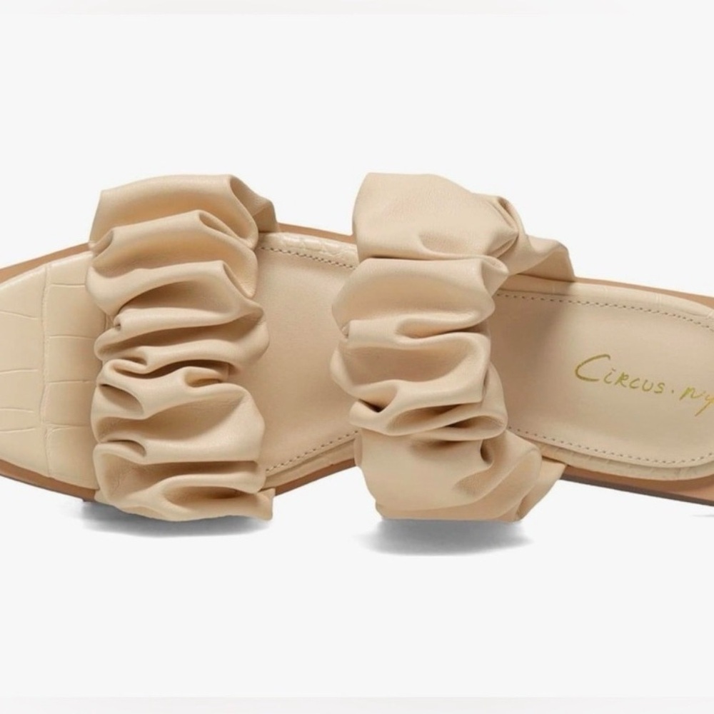 Circus by Sam Edelman Cream Ruffle Slide Sandals